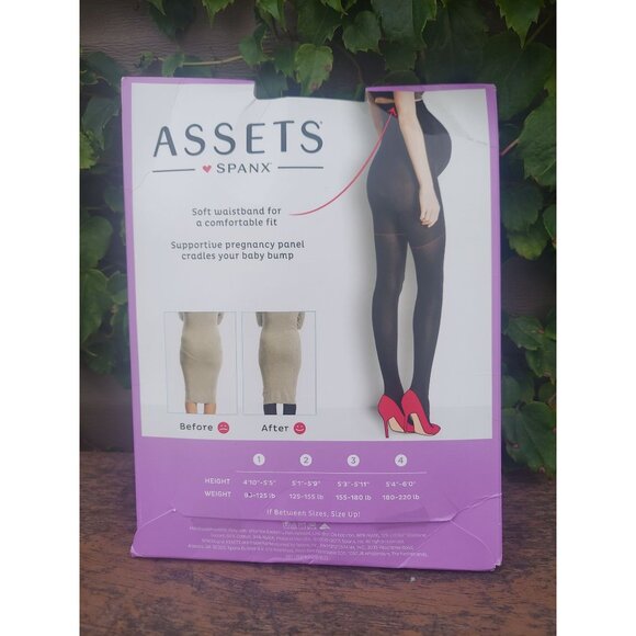 NIP Assets By Spanx Maternity Shaping Tights Sz 1 Black Soft Waistband - Picture 2 of 2